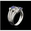 Image 3 : 0.87 ctw Sapphire and Diamond Ring - 14KT White Gold