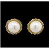 Image 1 : 0.76 ctw Pearl and Diamond Earrings - 14KT Yellow Gold
