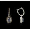 Image 2 : 14KT White Gold 0.58 ctw Sapphire and Diamond Earrings