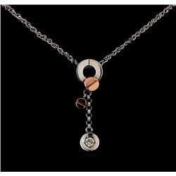 0.10 ctw Diamond Pendant with Chain - 18KT White and Rose Gold