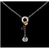 Image 1 : 0.10 ctw Diamond Pendant with Chain - 18KT White and Rose Gold