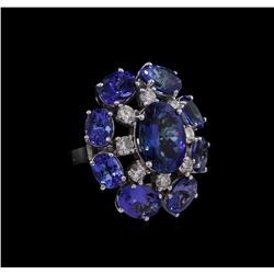 14KT White Gold 18.66 ctw Tanzanite Diamond Ring