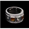 Image 1 : 0.54 ctw Citrine and White Sapphire Ring - .925 Silver