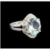Image 1 : 3.85 ctw Aquamarine and Diamond Ring - 14KT White Gold
