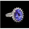 Image 1 : 7.02 ctw Tanzanite and Diamond Ring - 14KT White Gold