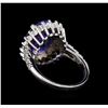 Image 3 : 7.02 ctw Tanzanite and Diamond Ring - 14KT White Gold
