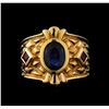 Image 2 : 1.26 ctw Sapphire and Ruby Ring - 14KT Yellow Gold