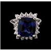Image 2 : 6.25 ctw Tanzanite and Diamond Ring - 14KT White Gold