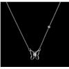 Image 1 : 14KT White Gold 0.03 ctw Diamond Butterfly Necklace