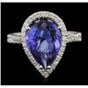 Image 2 : 14KT White Gold 5.93 ctw Tanzanite and Diamond Ring