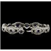 Image 3 : 3.95 ctw Blue Sapphire and Diamond Bracelet - 18KT White Gold