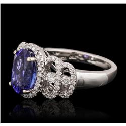 18KT White Gold 2.15 ctw Tanzanite and Diamond Ring