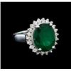 Image 1 : 6.97 ctw Emerald and Diamond Ring - 14KT White Gold