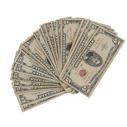 1963 $5 Red Seal Bill Lot of 25