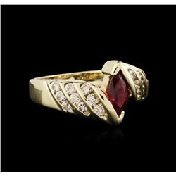 14KT Yellow Gold 0.75 ctw Ruby and Diamond Ring