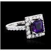 Image 1 : 14KT White Gold 2.00 ctw Amethyst and Diamond Ring