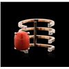 Image 2 : 14KT Rose Gold 3.06 ctw Coral and Diamond Ring