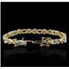 Image 3 : 14KT Yellow Gold 10.00 ctw Aquamarine and Diamond Bracelet