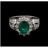 Image 1 : 1.92 ctw Emerald and Diamond Ring - 14KT White Gold