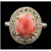 Image 2 : 14KT Yellow Gold 3.16 ctw Coral and Diamond Ring
