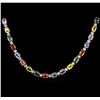 Image 1 : 36.50 ctw Multi Color Sapphire and Diamond Necklace - 14KT White Gold