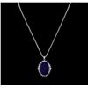 Image 2 : 14KT White Gold 12.29 ctw Lapis Lazuli and Diamond Pendant With Chain