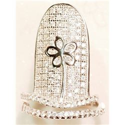 #8-STERLING SILVER CUBIC ZIRCONIA FLOWER DESIGN