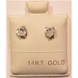 #12-14KT GOLD CUBIC ZIRCONIA HEART-SHAPED