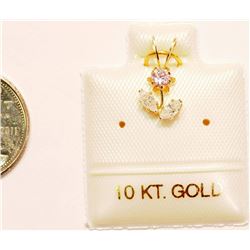 #13-10KT GOLD CUBIC ZIRCONIA FLOWER PENDANT