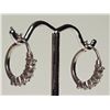 Image 2 : #21-STERLING SILVER WHITE TOPAZ HOOP EARRINGS