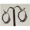 Image 3 : #21-STERLING SILVER WHITE TOPAZ HOOP EARRINGS