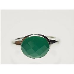 #36-STERLING SILVER AGATE MEN'S RING