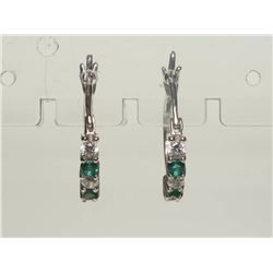 #44-STERLING SILVER SIMULATED EMERALD HOOP