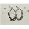 Image 2 : #44-STERLING SILVER SIMULATED EMERALD HOOP