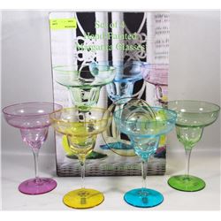SET OF 4 HAND PAINTED MARGARITA GLASSES