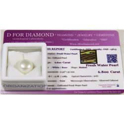 NATURAL FRESH WATER PEARL 6.8CT WITH COA