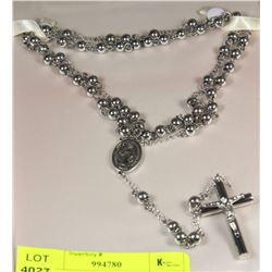 STAINLESS STEEL ROSARY CROSS NECLACE