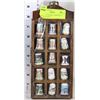 Image 1 : SET OF 15 CERAMIC THIMBLES IN WOODEN SHELF