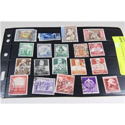 UNAUTHENTICATED SET OF 19 GERMAN WWII STAMPS