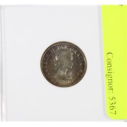 1957 CANADA 10 CENTS SILVER ANACS MS67