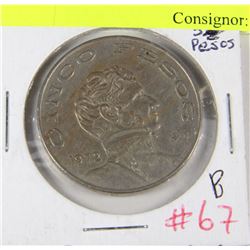 1972 SILVER MEXICO 5 PACO COIN