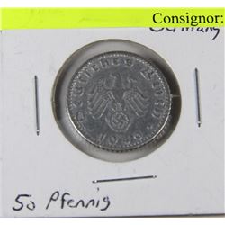 1940 WORLD WAR-II NAZI GERMANY 50 PFENNIG