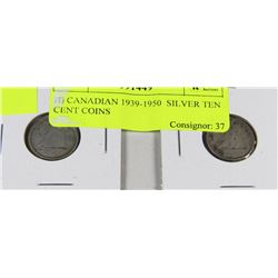 1939 & 1950 CANADIAN SILVER 10c COINS
