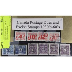 1930-60'S CANADA 10 POSTAGE DUE & EXCISE STAMPS