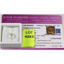 NATURAL 3.703ct FRESHWATER PEARL GEMSTONE W/COA