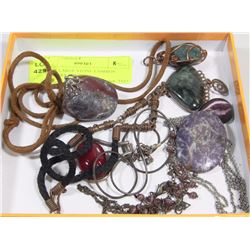BOX OF LARGE STONE FASHION JEWELLERY "6PCS"