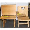 Image 1 : SET OF 2 HANDCRAFTED MINI WOOD SCHOOL DESKS
