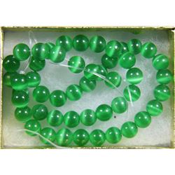 #27-GREEN MEXICAN 8mm OPAL NECKLACE - 15"