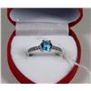 Image 1 : #9)NATURAL  BLUE TOPAZ& CZ RING .925 SILVER SIZE 8