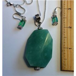 TWISTED CELADON PENDANT & EARRINGS SET
